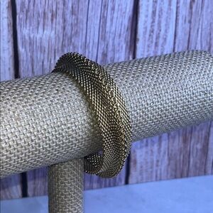 Vintage Gold Mesh Bangle Woven Gold Tone